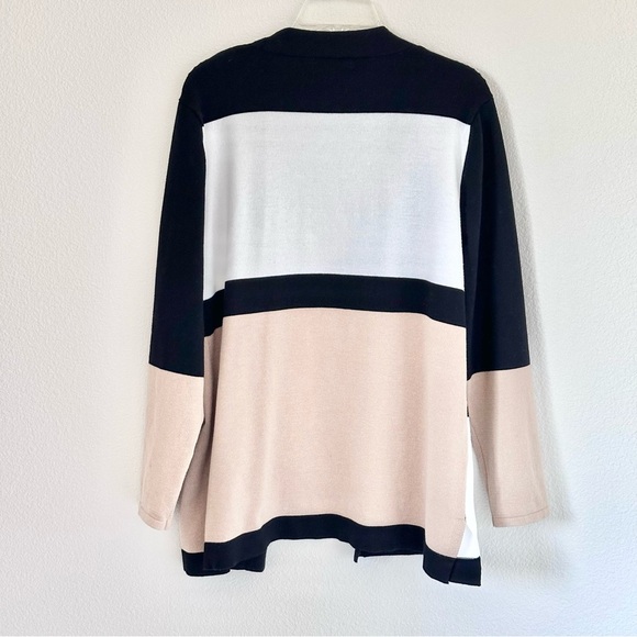 Carol Rose Women's Geometric Cardigan - Black, White, Tan - Picture 2 of 2